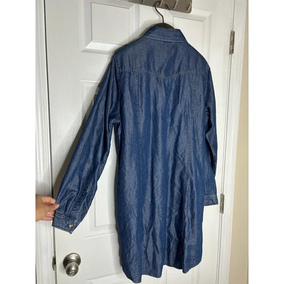 French Connection Chambray long sleeve shirt button up dress - Picture 9 of 11